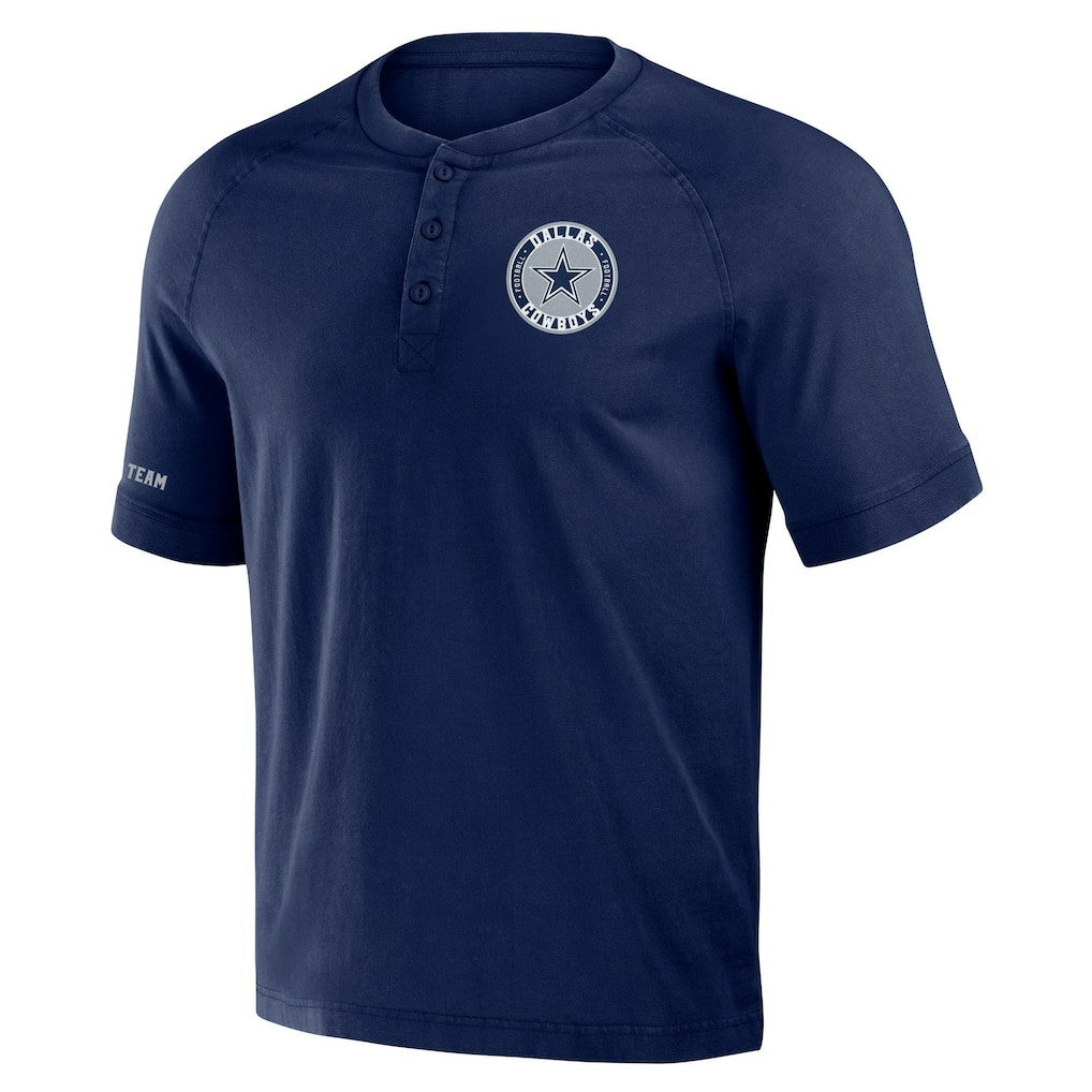 Dallas Cowboys NFL x Darius Rucker Collection Washed Raglan Henley T-Shirt Navy - Fanatics