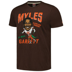 Myles Garrett Cleveland Browns Homage Unisex Caricature Player Tri-Blend T-Shirt Heathered Brown - NFL
