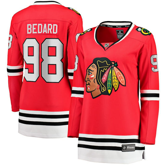 Connor Bedard Chicago Blackhawks Fanatics Women's Home Breakaway Player Jersey - Red | NHL Jerseys