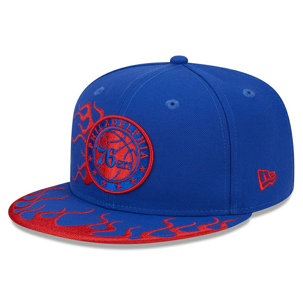 New Era - Philadelphia 76ers Rally Drive Flames 9FIFTY Snapback Hat - Royal