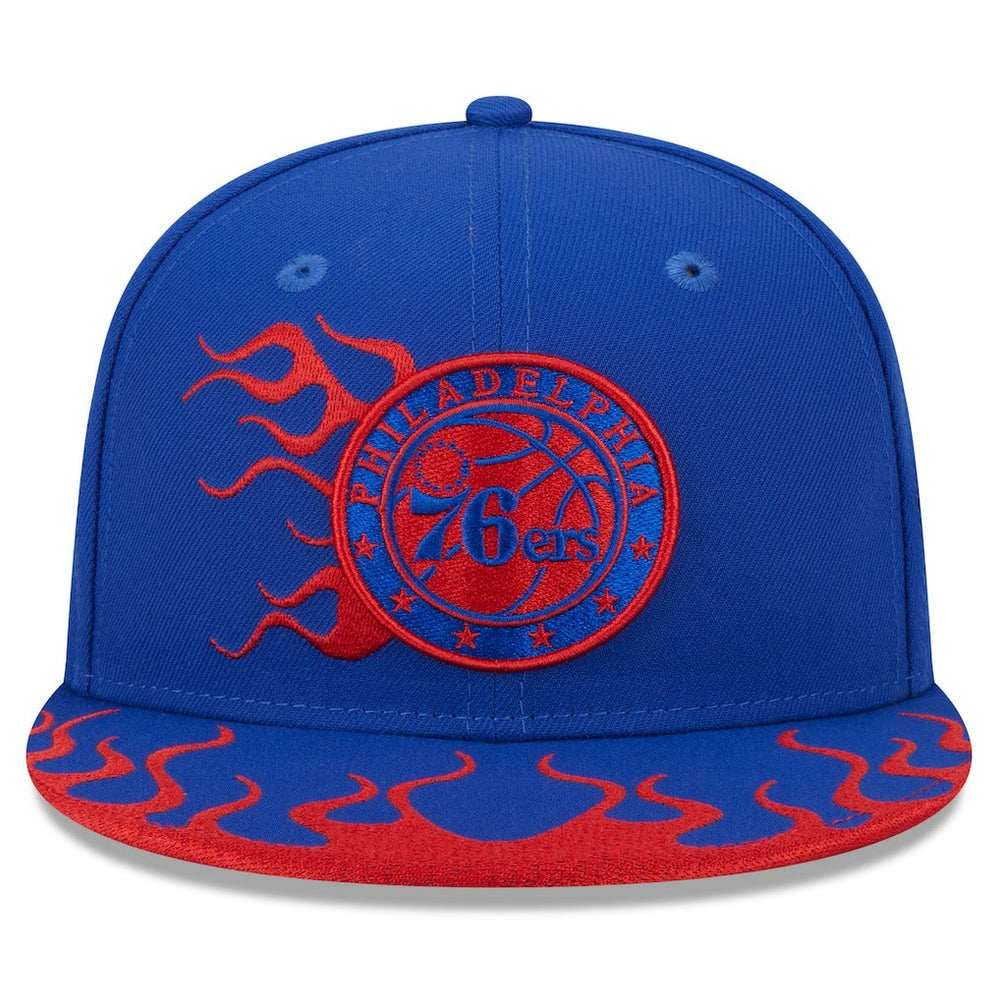 New Era - Philadelphia 76ers Rally Drive Flames 9FIFTY Snapback Hat - Royal