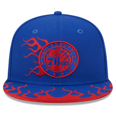 New Era - Philadelphia 76ers Rally Drive Flames 9FIFTY Snapback Hat - Royal