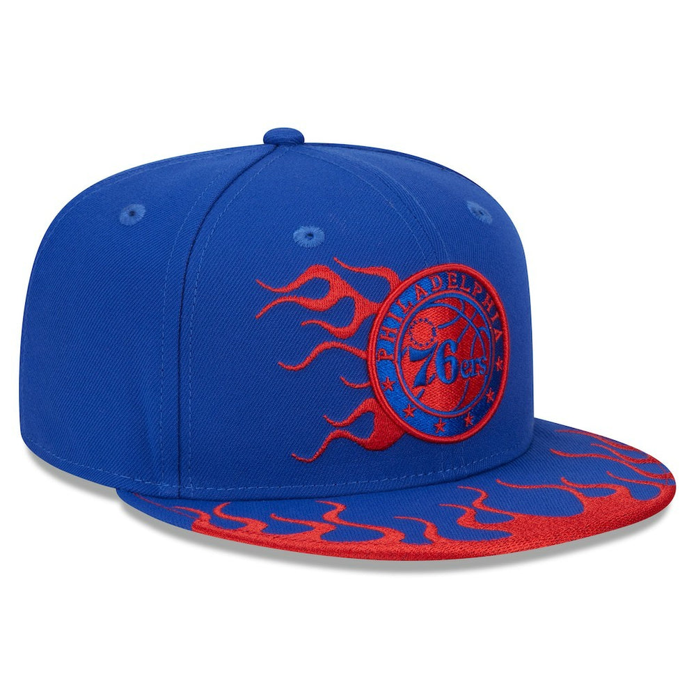 New Era - Philadelphia 76ers Rally Drive Flames 9FIFTY Snapback Hat - Royal