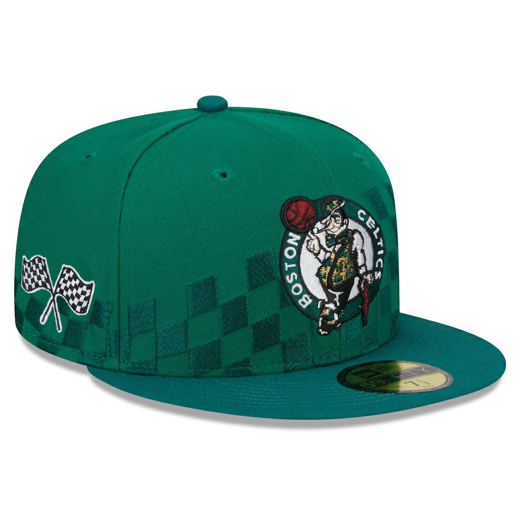 New Era - Boston Celtics Rally Drive Checkerboard 59FIFTY Crown Fitted Hat - Kelly Green