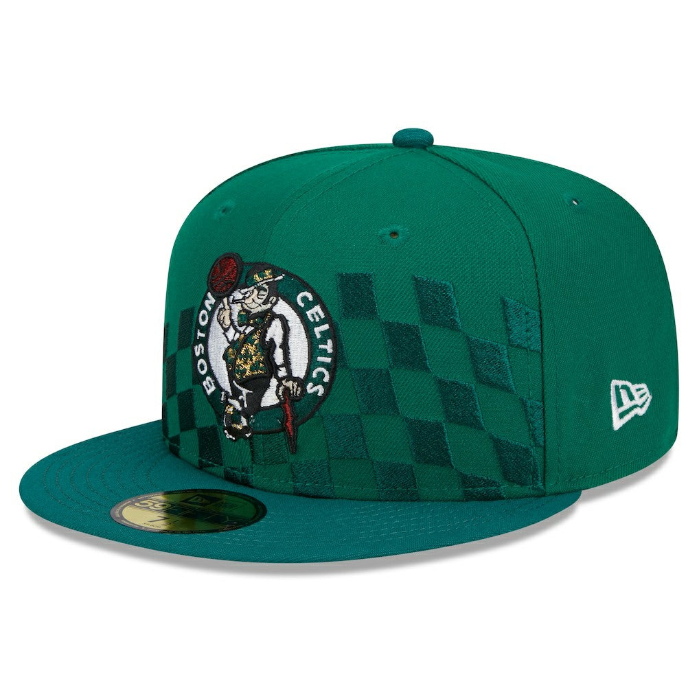 New Era - Boston Celtics Rally Drive Checkerboard 59FIFTY Crown Fitted Hat - Kelly Green