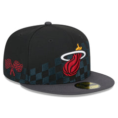 New Era - Miami Heat Rally Drive Checkerboard 59FIFTY Crown Fitted Hat - Black