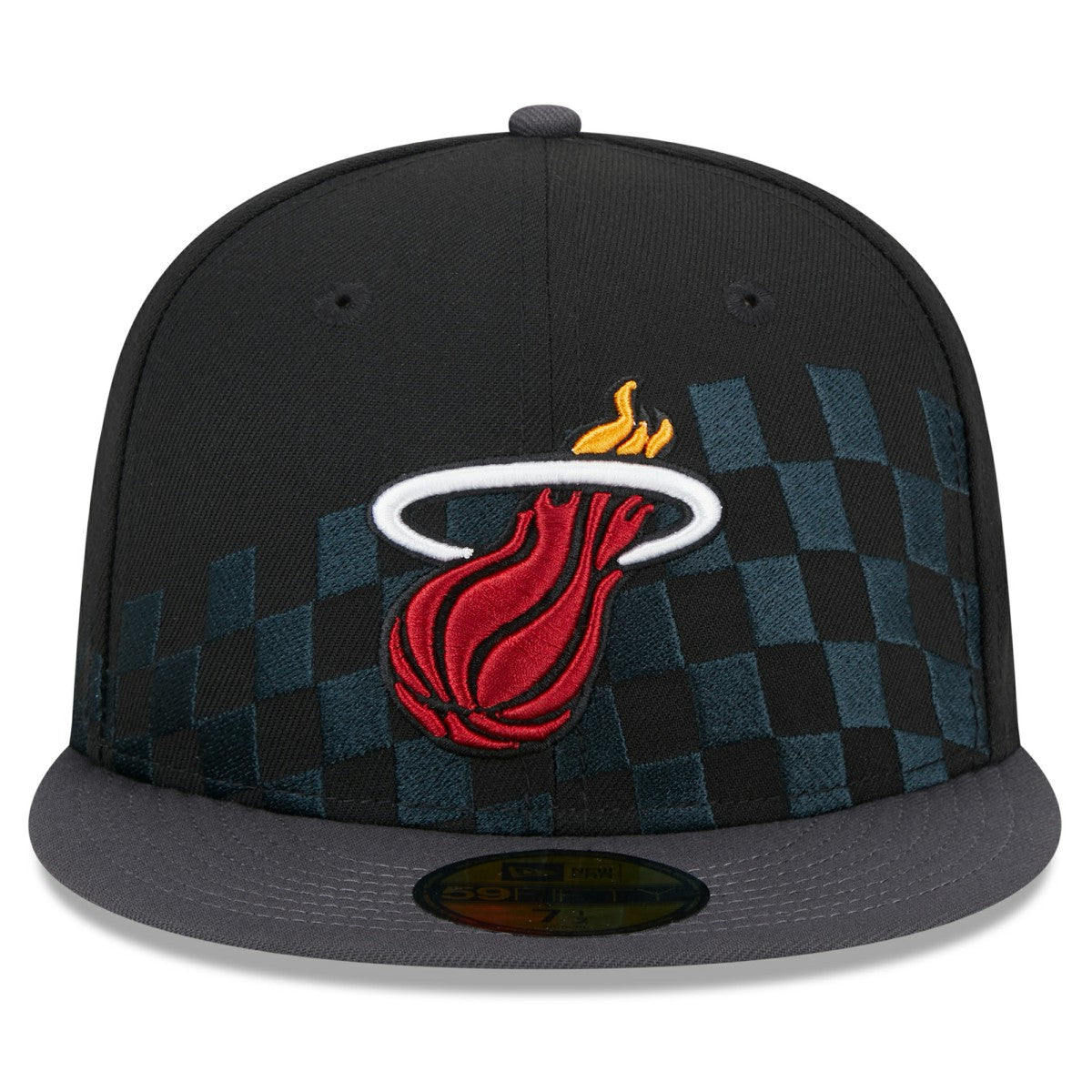 New Era - Miami Heat Rally Drive Checkerboard 59FIFTY Crown Fitted Hat - Black