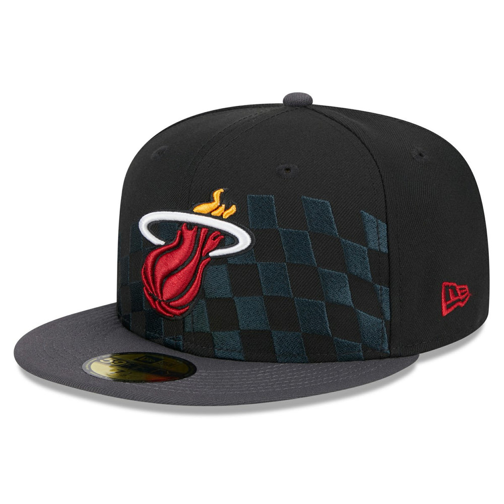 New Era - Miami Heat Rally Drive Checkerboard 59FIFTY Crown Fitted Hat - Black