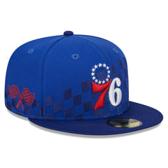 New Era - Philadelphia 76ers Rally Drive Checkerboard 59FIFTY Crown Fitted Hat - Royal