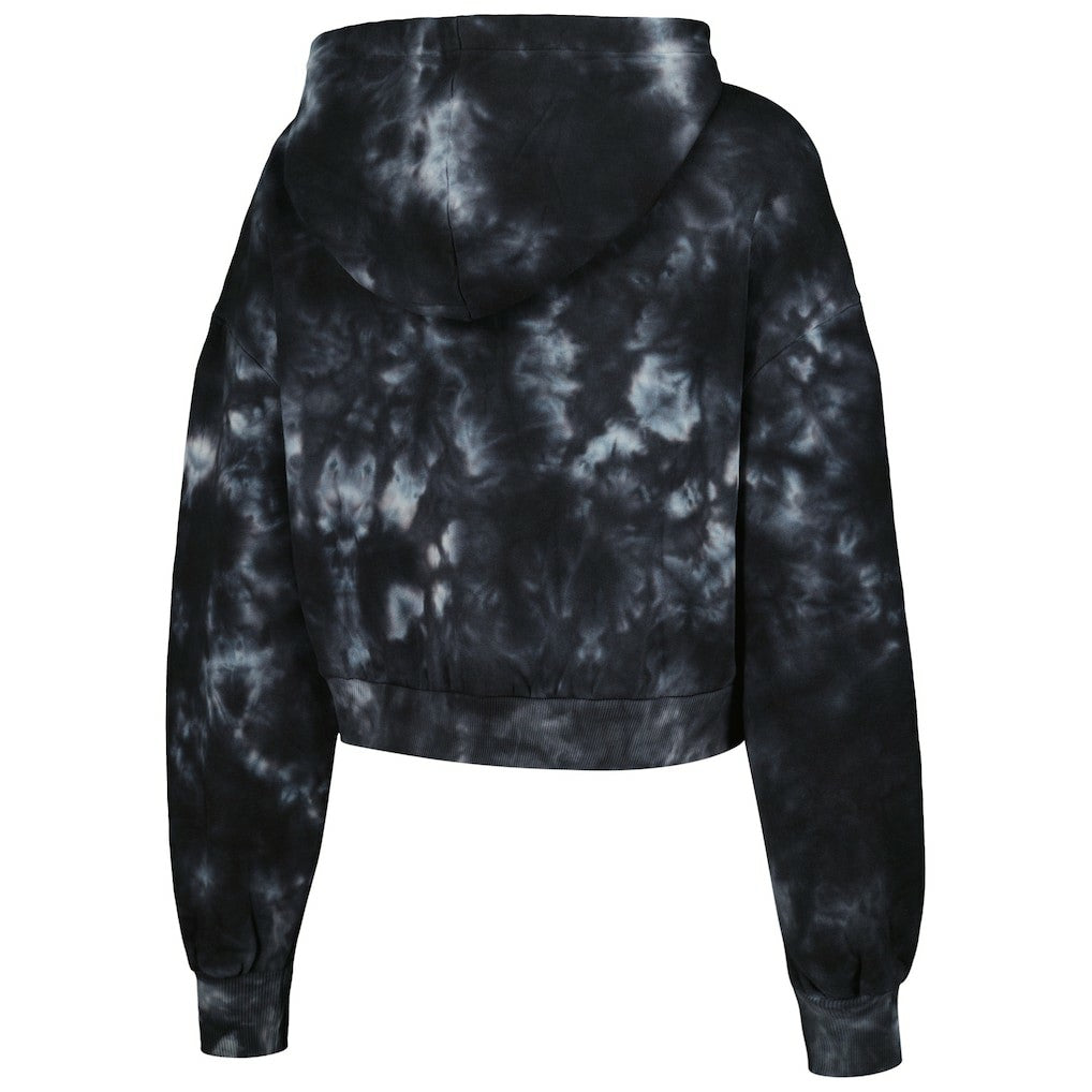 NBA - Chicago Bulls The Wild Collective Women's Tie-Dye Cropped Pullover Hoodie - Black