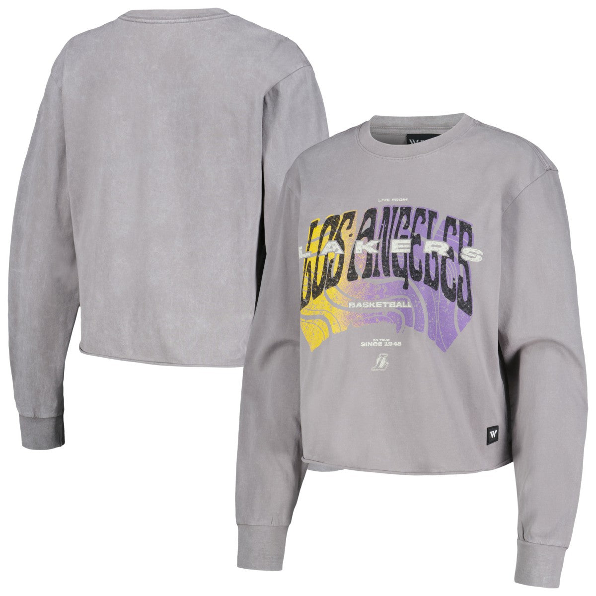 NBA - Los Angeles Lakers The Wild Collective Women's Band Cropped Long Sleeve T-Shirt - Gray