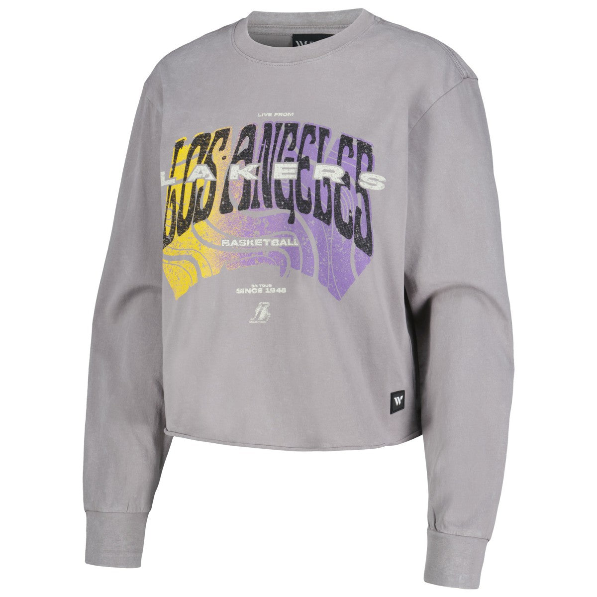 NBA - Los Angeles Lakers The Wild Collective Women's Band Cropped Long Sleeve T-Shirt - Gray