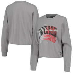 NBA - Chicago Bulls The Wild Collective Women's Band Cropped Long Sleeve T-Shirt - Gray