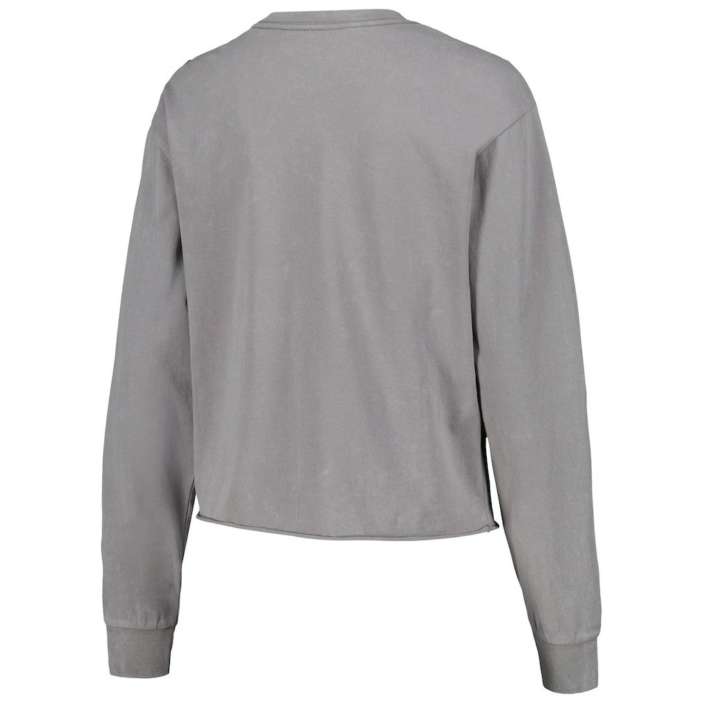 NBA - Chicago Bulls The Wild Collective Women's Band Cropped Long Sleeve T-Shirt - Gray