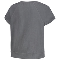 NBA - Los Angeles Lakers The Wild Collective Women's Embroidered Fleece Raglan Short Sleeve Pullover Sweatshirt - Gray