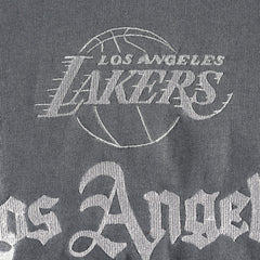 NBA - Los Angeles Lakers The Wild Collective Women's Embroidered Fleece Raglan Short Sleeve Pullover Sweatshirt - Gray