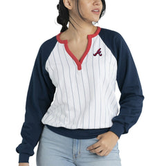 Atlanta Braves Lusso Women's Mack Fleece V-Neck Pullover Top Online