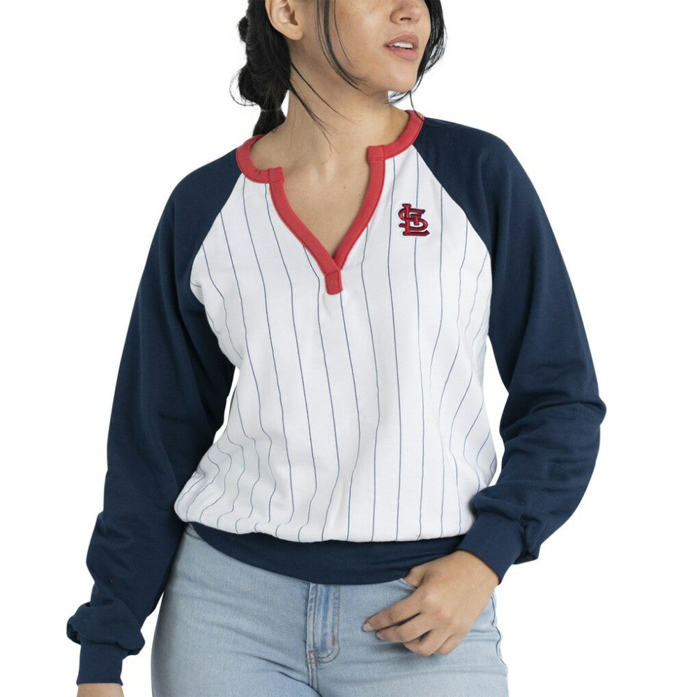 St. Louis Cardinals Lusso Women's Mack Fleece V-Neck Pullover Top Clearance