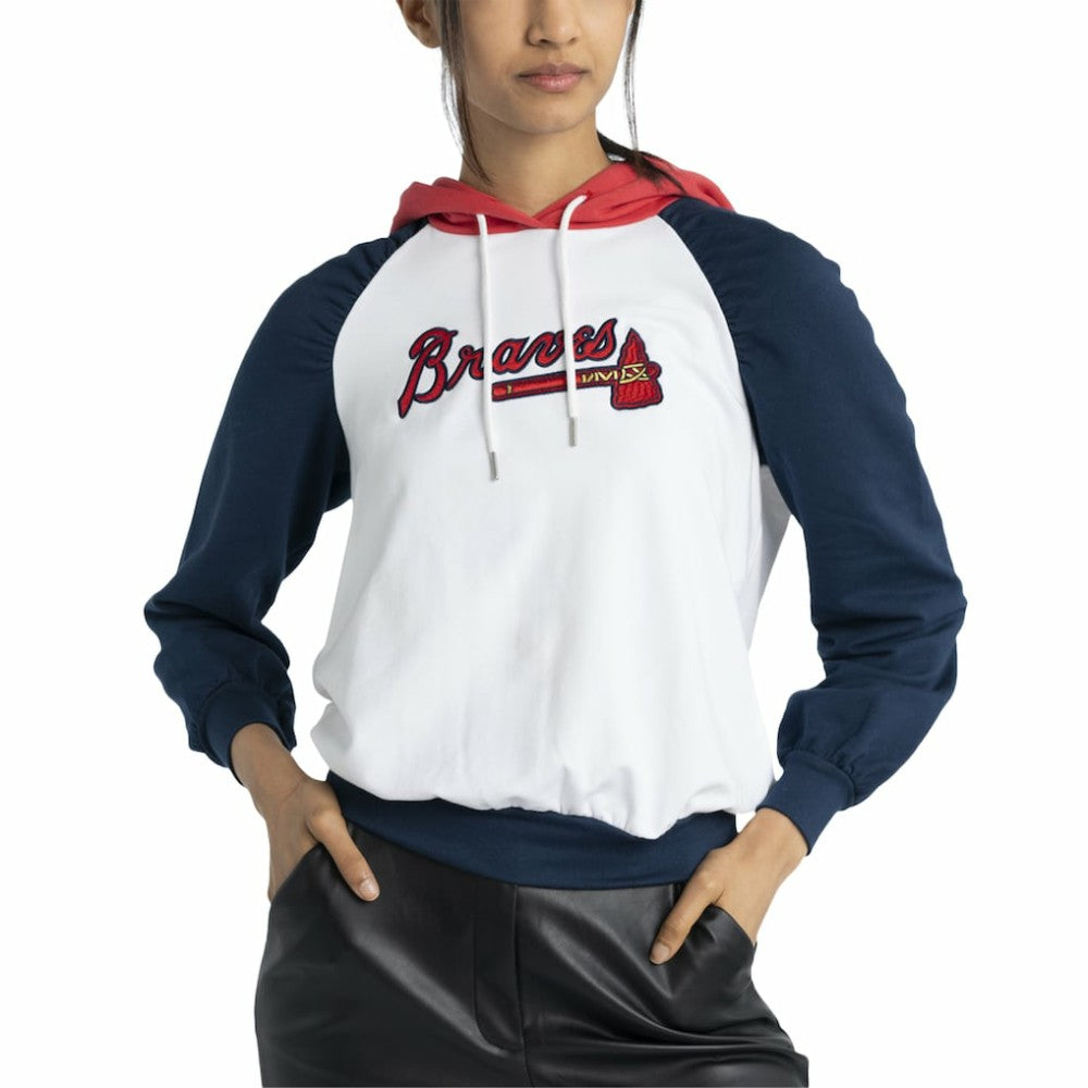 Atlanta Braves Lusso Women's Marlowe Tri-Blend Raglan Pullover Hoodie Sale