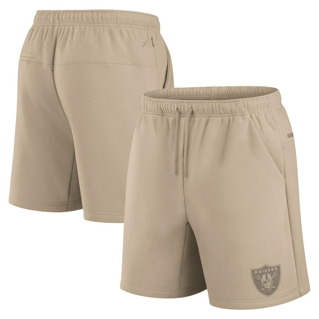 Las Vegas Raiders Unisex Elements Super Soft Fleece Shorts Khaki - Fanatics