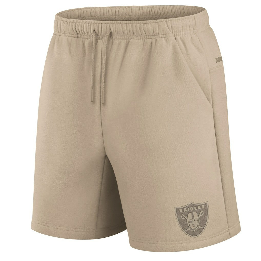 Las Vegas Raiders Unisex Elements Super Soft Fleece Shorts Khaki - Fanatics