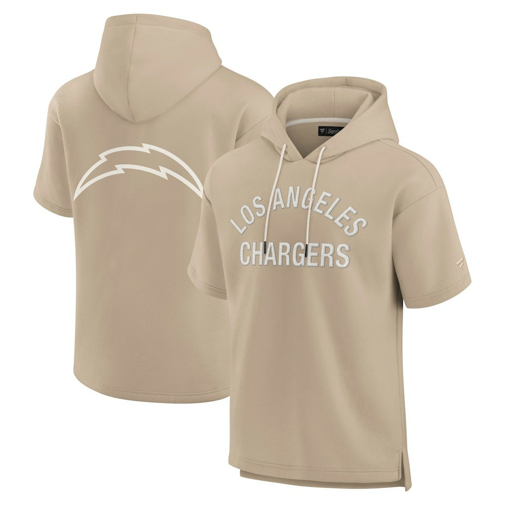 Los Angeles Chargers Unisex Elements Super Soft Fleece Short Sleeve Pullover Hoodie Khaki - Fanatics
