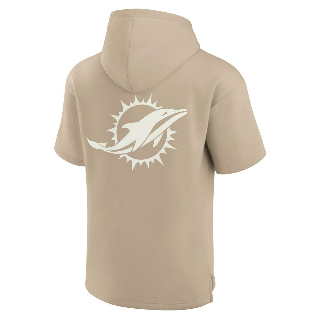 Miami Dolphins Unisex Elements Super Soft Fleece Short Sleeve Pullover Hoodie Khaki - Fanatics