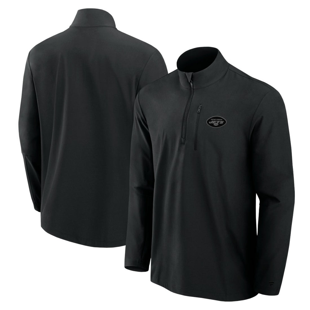 New York Jets Front Office Micro Tonal Quarter-Zip Pullover Black - Fanatics