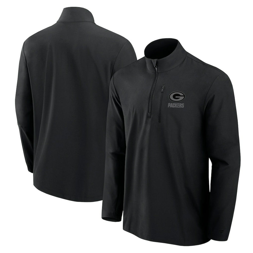 Green Bay Packers Front Office Micro Tonal Quarter-Zip Pullover Black - Fanatics