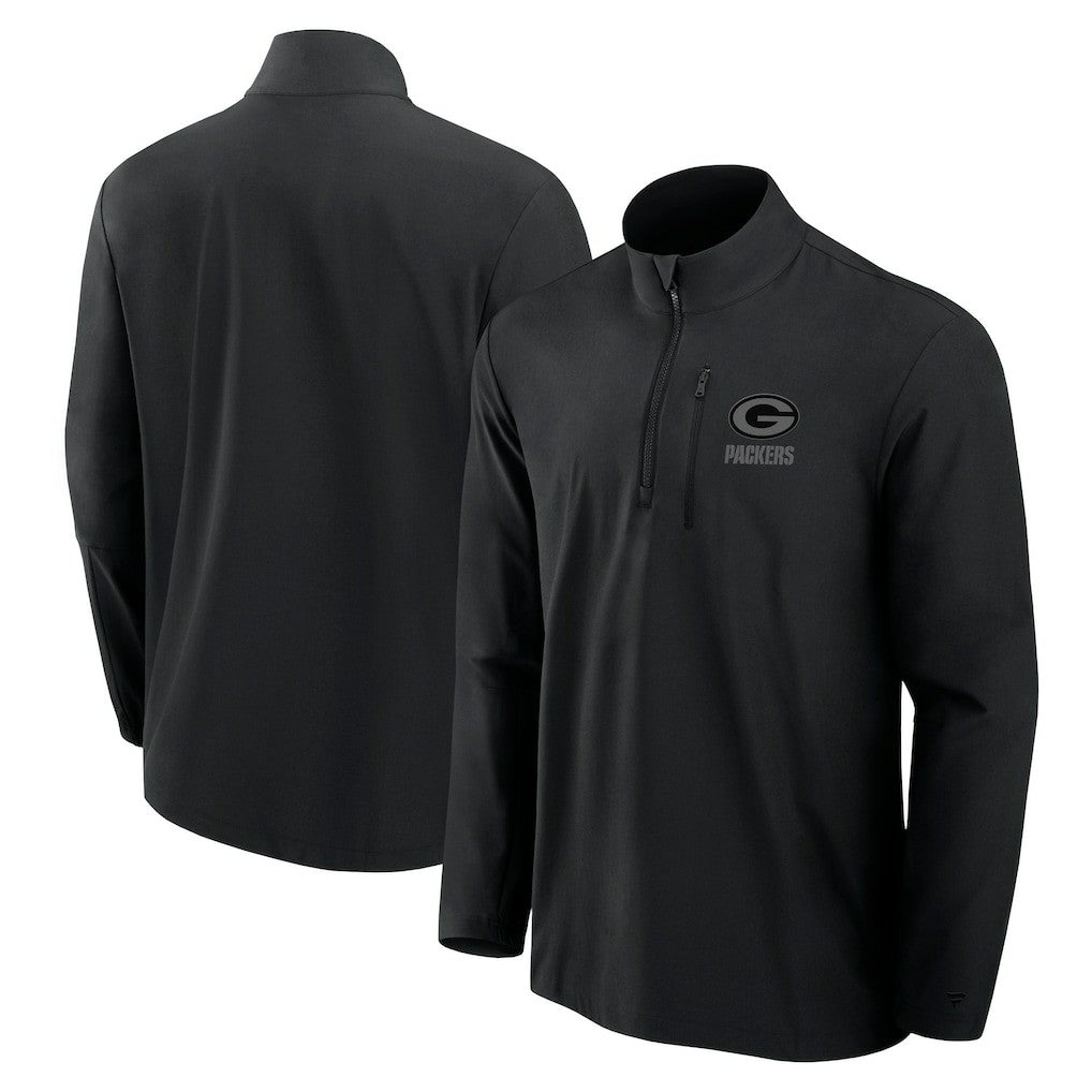Green Bay Packers Front Office Micro Tonal Quarter-Zip Pullover Black - Fanatics