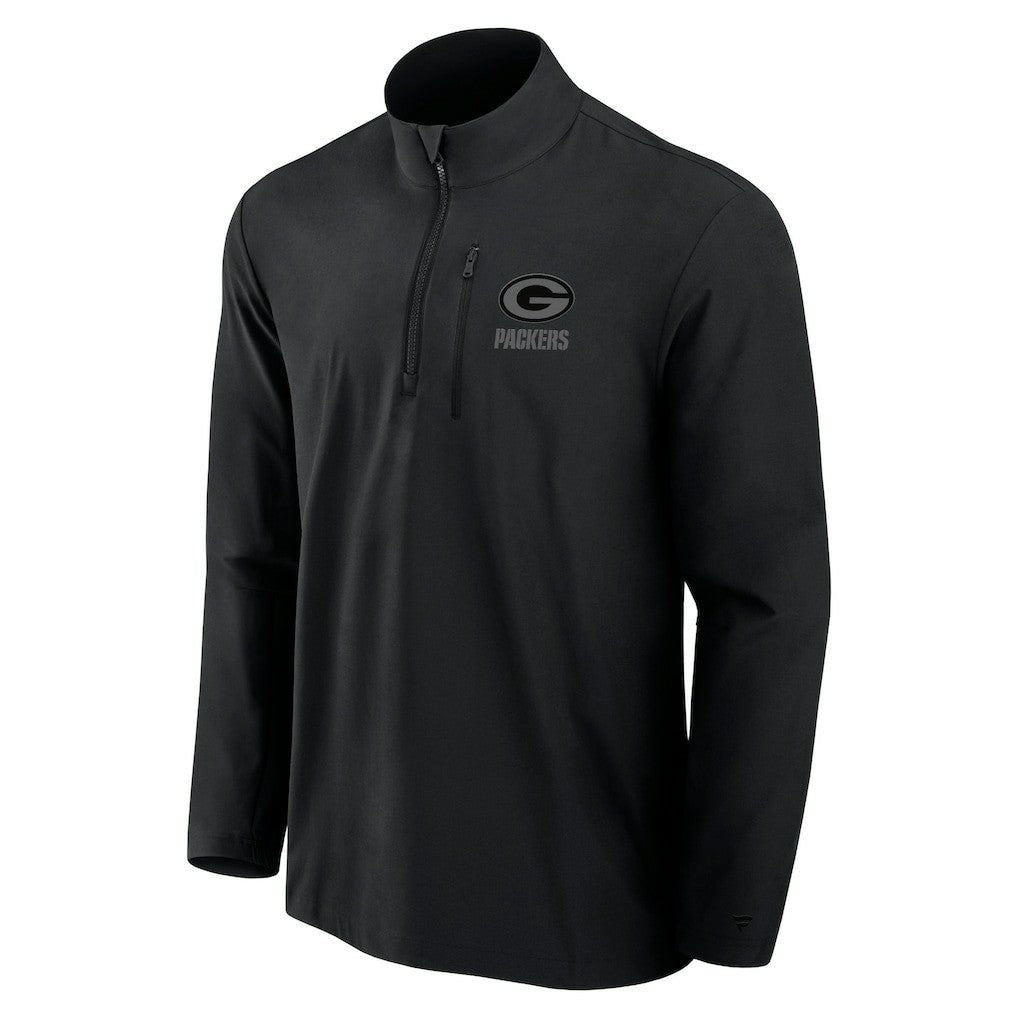 Green Bay Packers Front Office Micro Tonal Quarter-Zip Pullover Black - Fanatics