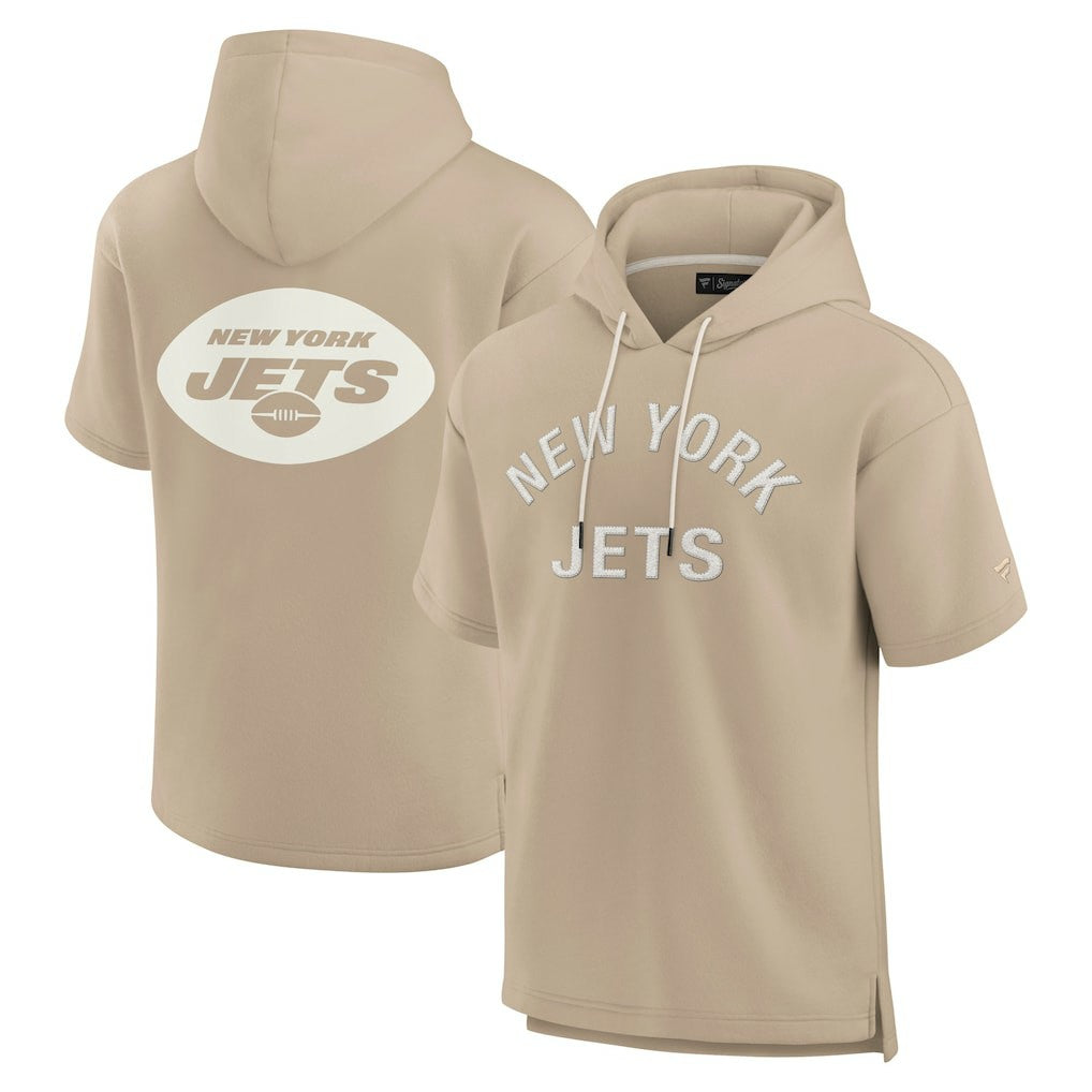 New York Jets Unisex Elements Super Soft Fleece Short Sleeve Pullover Hoodie Khaki - Fanatics