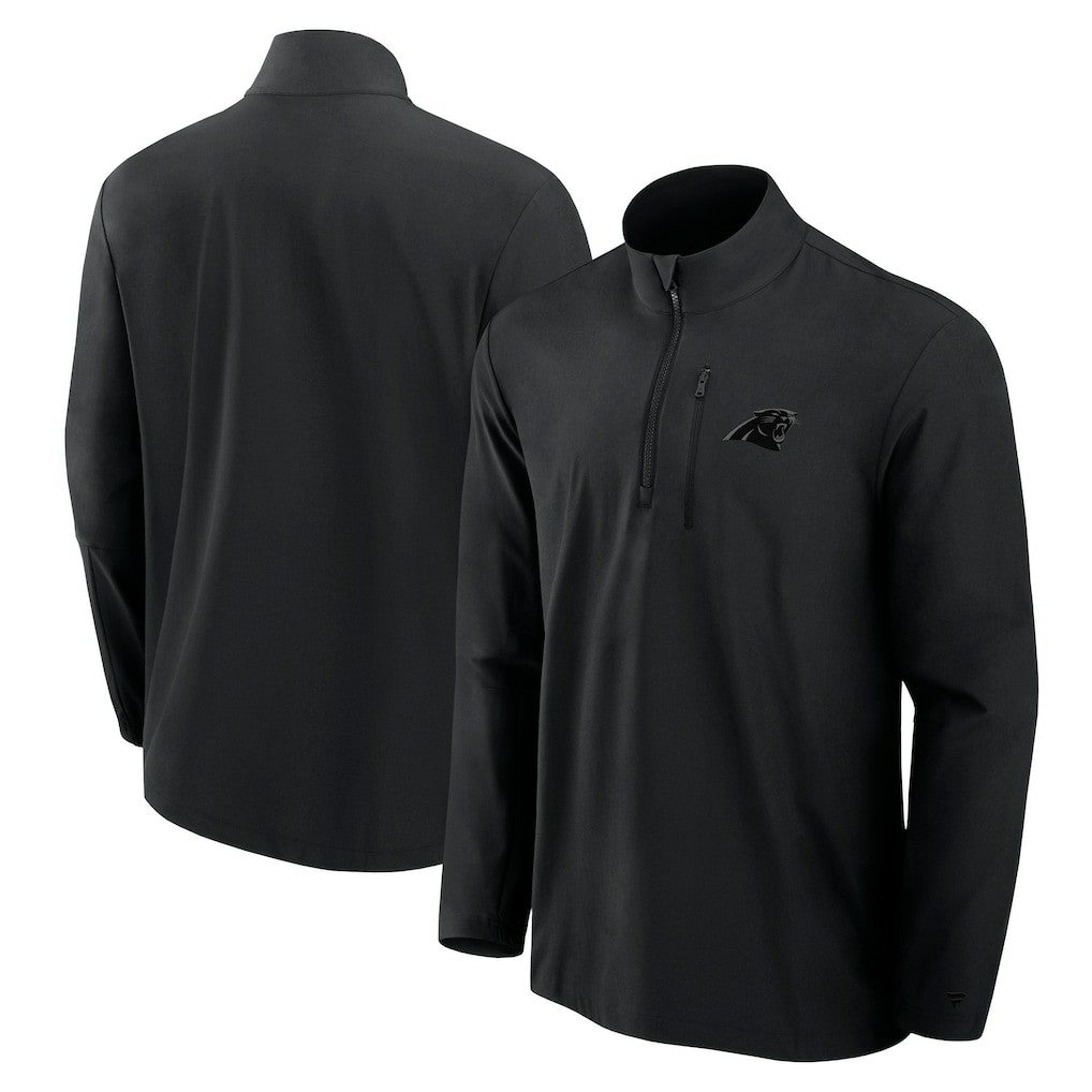Carolina Panthers Front Office Micro Tonal Quarter-Zip Pullover Black - Fanatics