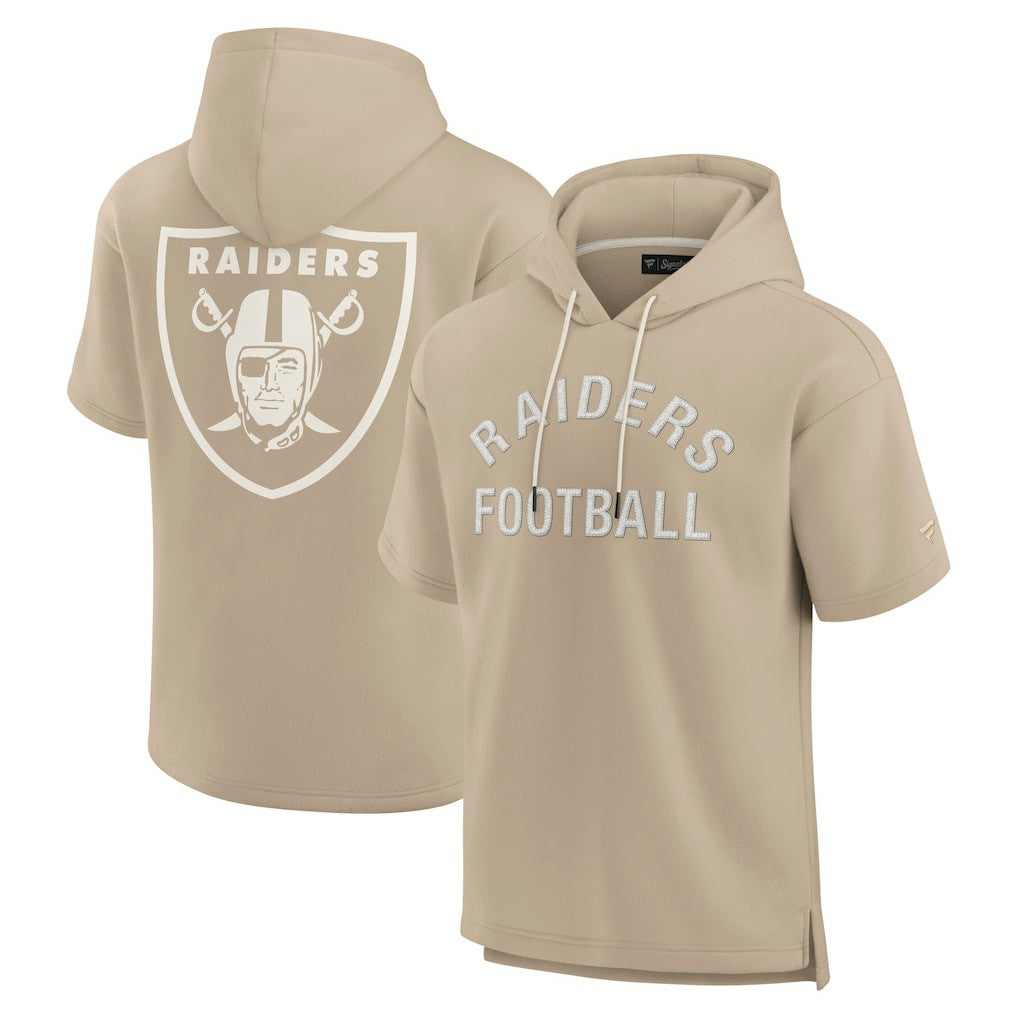 Las Vegas Raiders Unisex Elements Super Soft Fleece Short Sleeve Pullover Hoodie Khaki - Fanatics