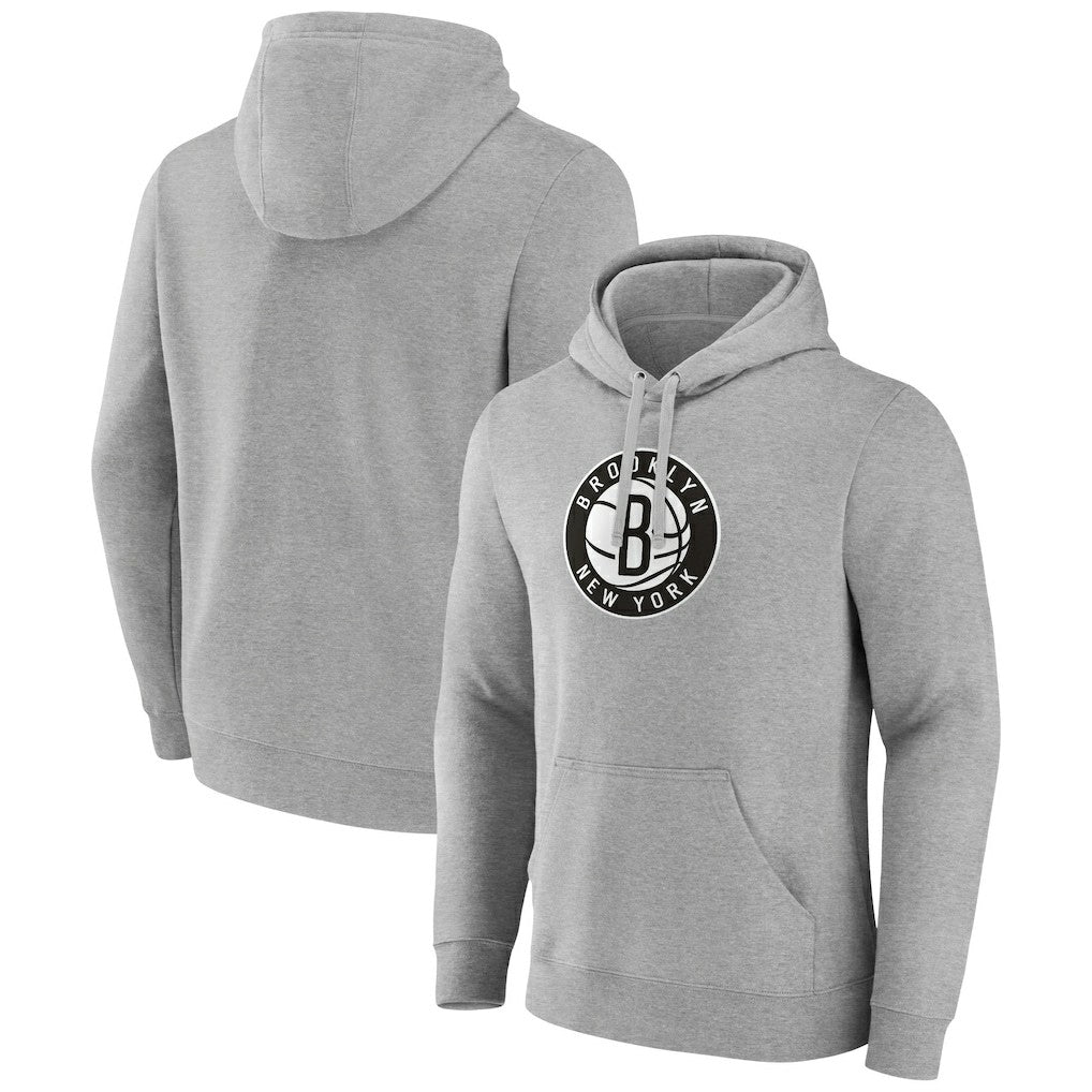 Fanatics - Brooklyn Nets Primary Logo Pullover Hoodie - Heather Gray