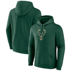 Fanatics - Milwaukee Bucks Primary Logo Pullover Hoodie - Hunter Green