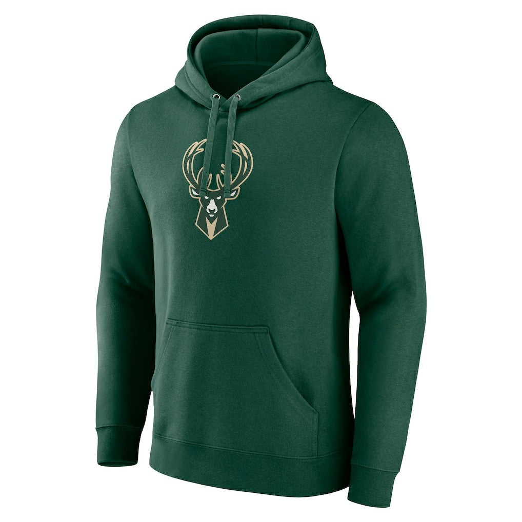 Fanatics - Milwaukee Bucks Primary Logo Pullover Hoodie - Hunter Green