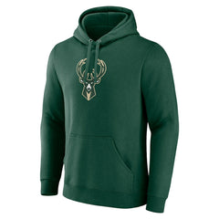 Fanatics - Milwaukee Bucks Primary Logo Pullover Hoodie - Hunter Green