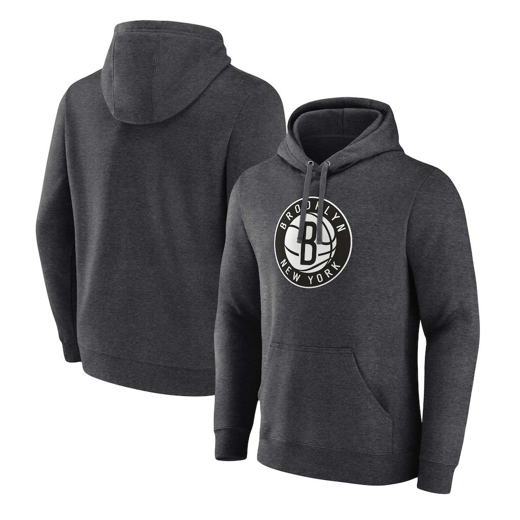 Fanatics - Brooklyn Nets Primary Logo Pullover Hoodie - Heather Charcoal