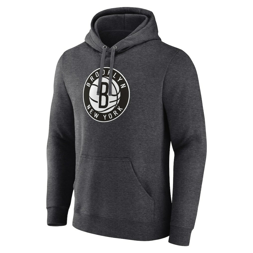 Fanatics - Brooklyn Nets Primary Logo Pullover Hoodie - Heather Charcoal