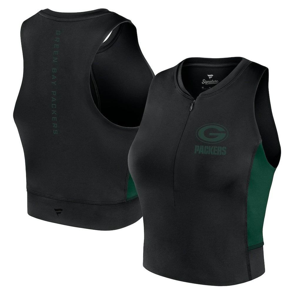 Green Bay Packers Women's Studio Fitted Gym Tank Top Black - Fanatics