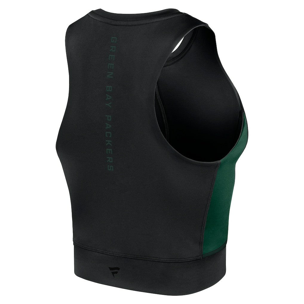 Green Bay Packers Women's Studio Fitted Gym Tank Top Black - Fanatics