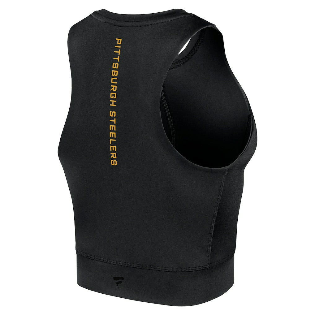 Pittsburgh Steelers Women's Studio Fitted Gym Tank Top Black - Fanatics
