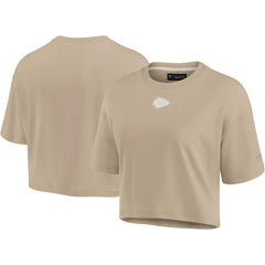 Kansas City Chiefs Women's Elements Super Soft Boxy Cropped T-Shirt Khaki - Fanatics