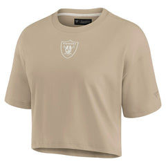 Las Vegas Raiders Women's Elements Super Soft Boxy Cropped T-Shirt Khaki - Fanatics