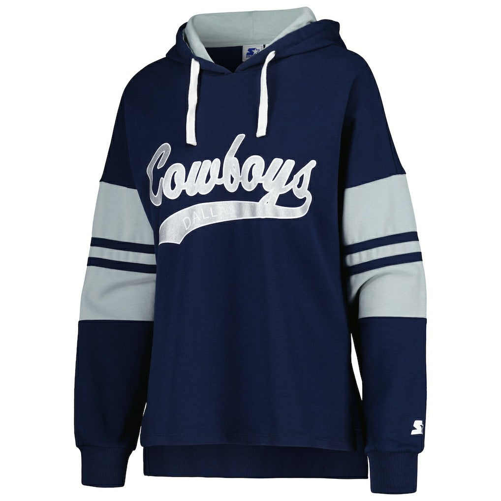 Dallas Cowboys Starter Women's Bump And Run Long Sleeve Hoodie T-Shirt Navy - NFL