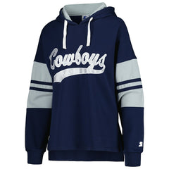 Dallas Cowboys Starter Women's Bump And Run Long Sleeve Hoodie T-Shirt Navy - NFL