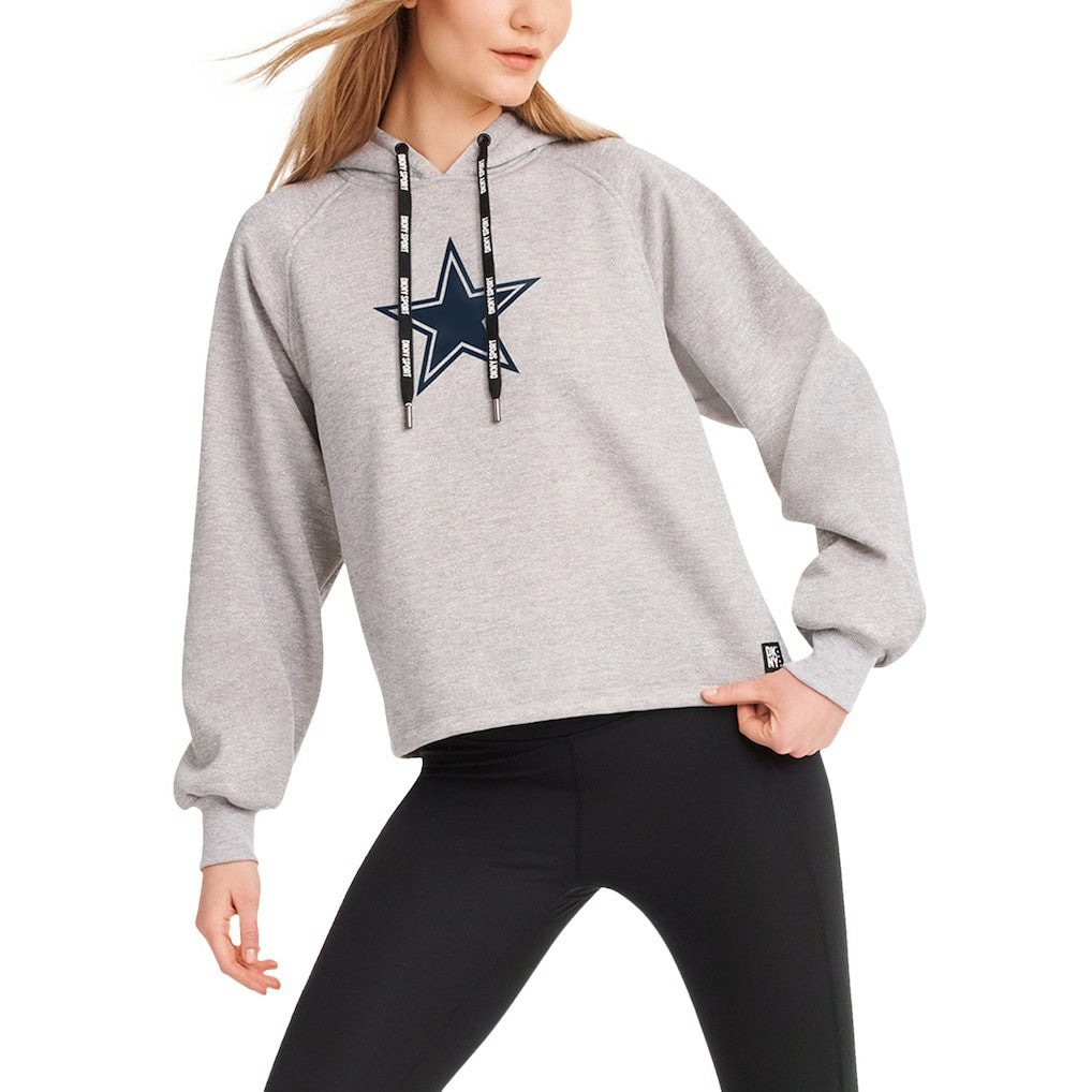 Dallas Cowboys DKNY Sport Women's Debbie Dolman Raglan Pullover Hoodie Heather Gray - NFL