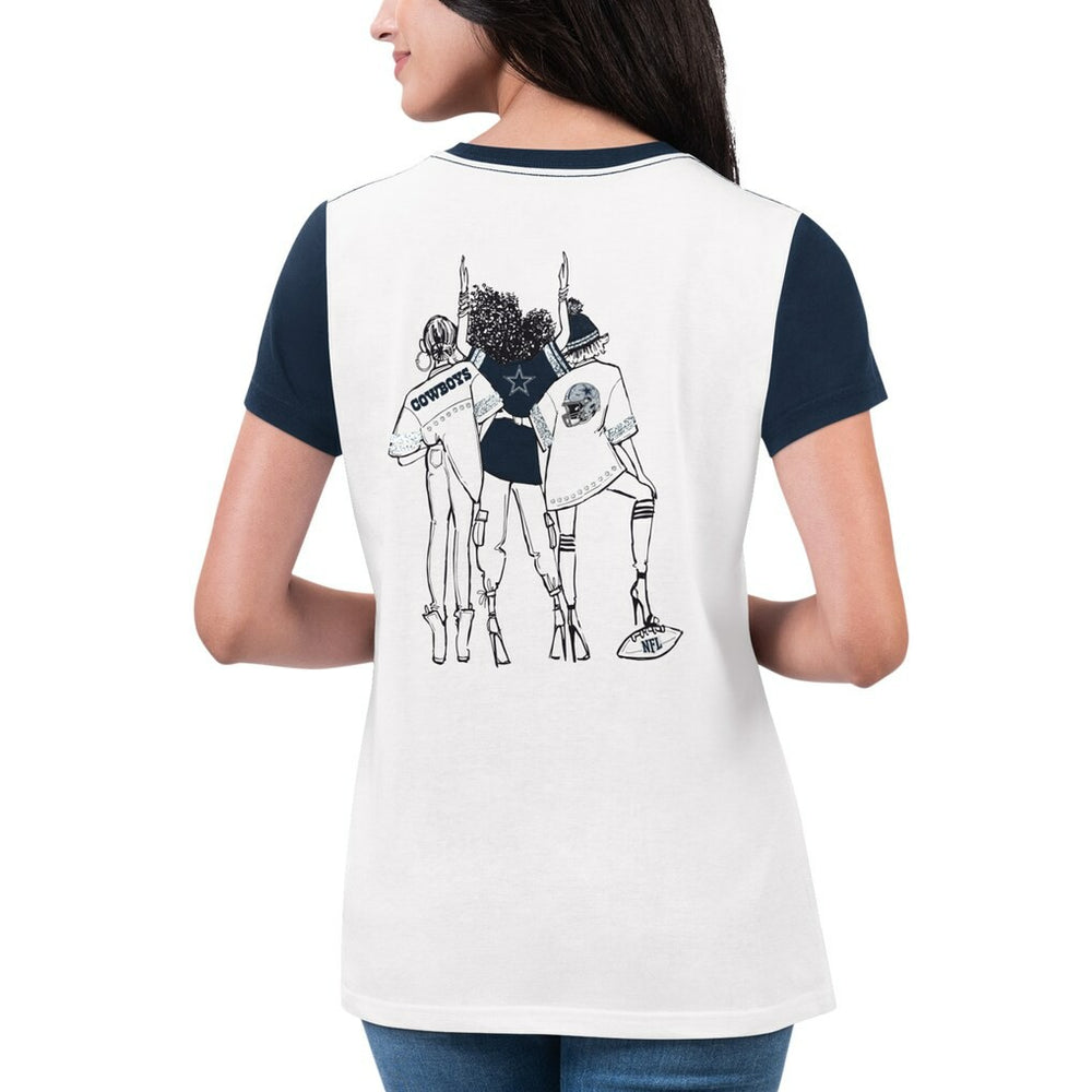 Dallas Cowboys G-III 4Her by Carl Banks Women's Fashion Illustration T-Shirt White/Navy - NFL