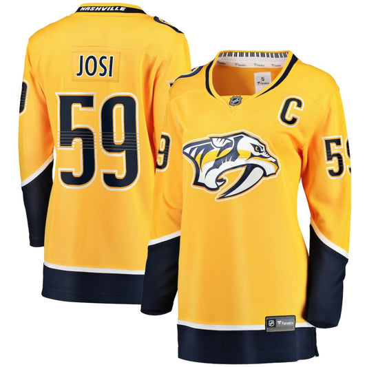 Roman Josi Nashville Predators Fanatics Women's Home Breakaway Player Jersey - Gold | NHL Jerseys